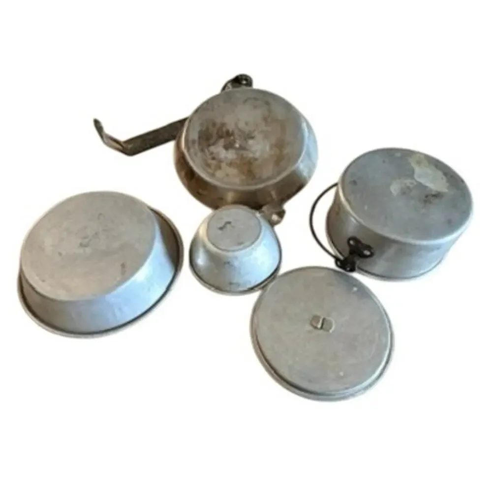Vintage Wear-Ever Aluminum Mess Kit Camping Cook Set w/ Carry Bag USA